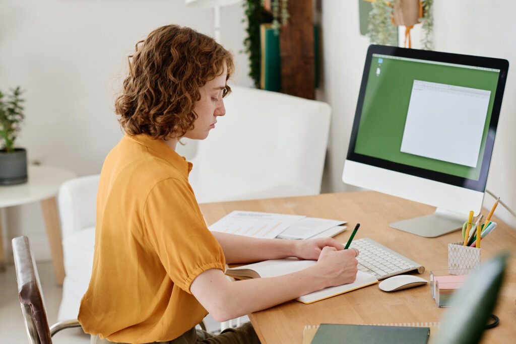 Student solving online calculus practice problems